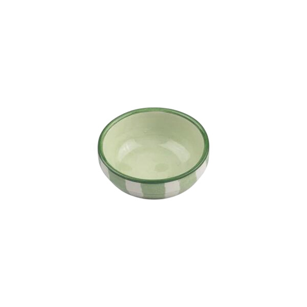 Selbrae House Hand Crafted Green Stripe Ceramic Dip Bowl